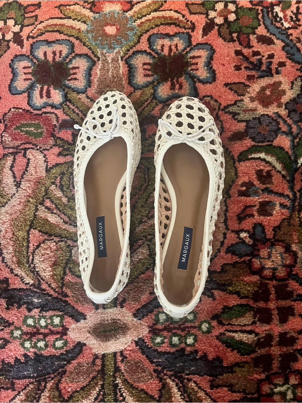 Margaux, The Demi, size 39, woven flats in ecru